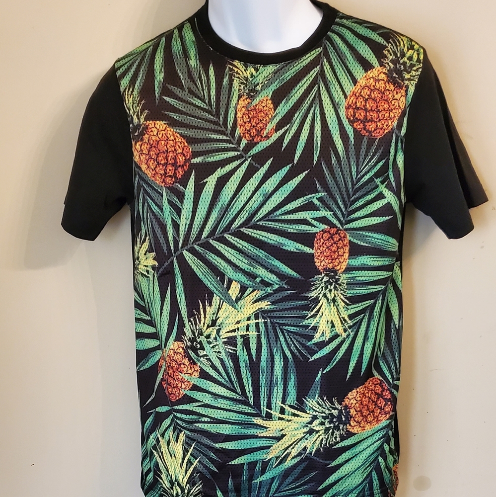 Hybrid & Company Black Tropical Pineapple Tee
